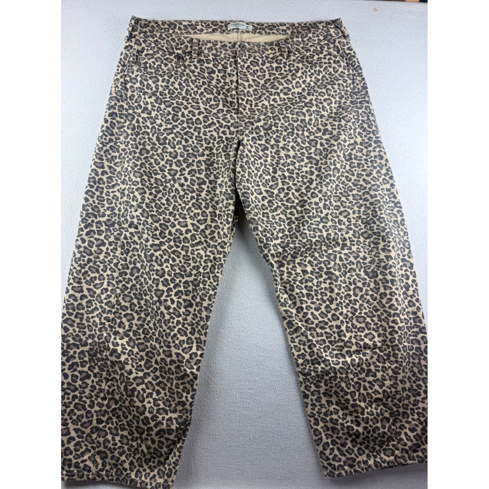 Abercrombie & Fitch The Barrel Jean Leopard Print Mid Rise Pants Womens 34 Long